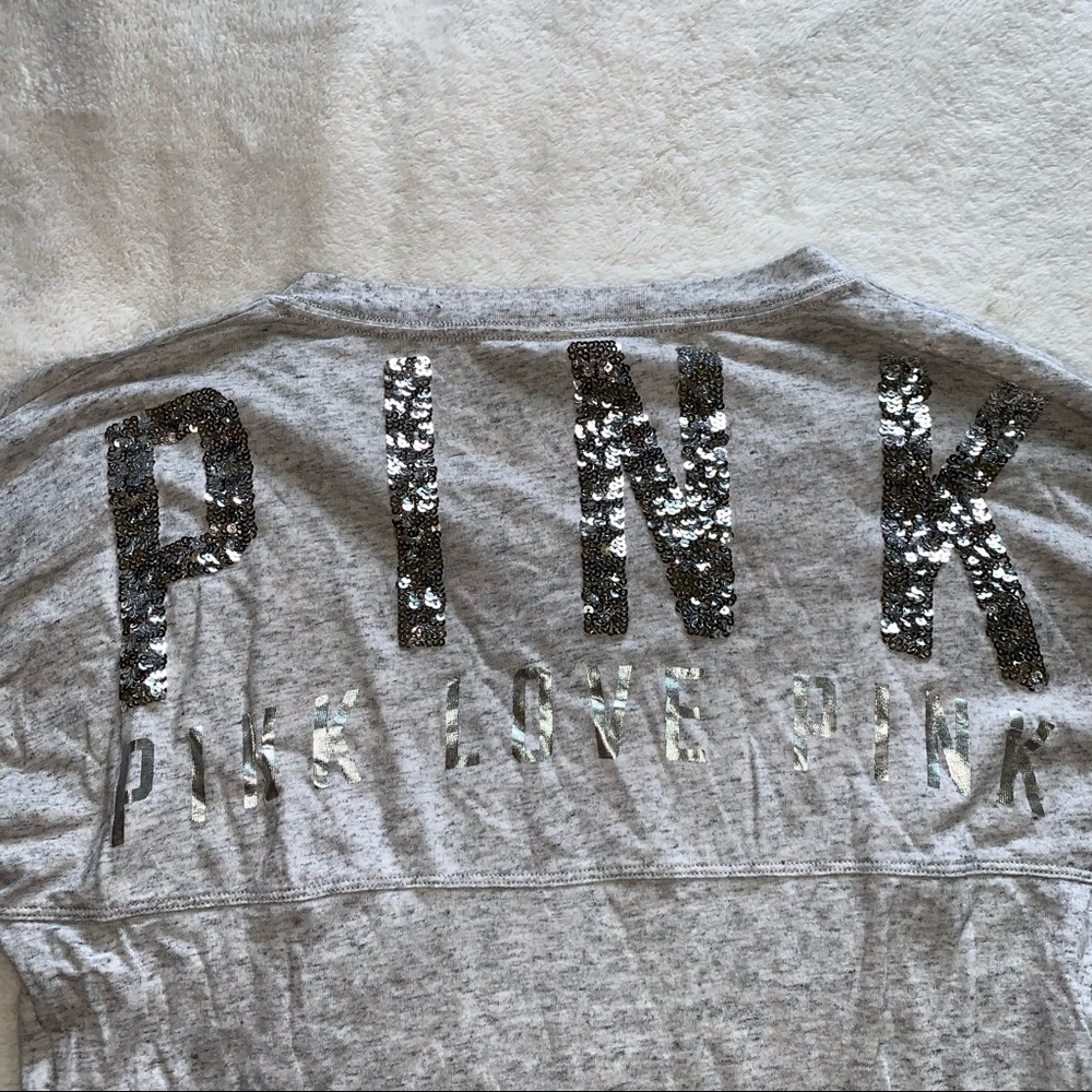 NWOT VS PINK Grey Long Sleeve Bling Tee
